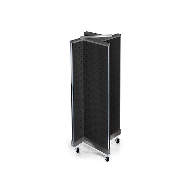Pinwheel Pegboard Floor Display on Revolving Base. Spinner Rack Stand.